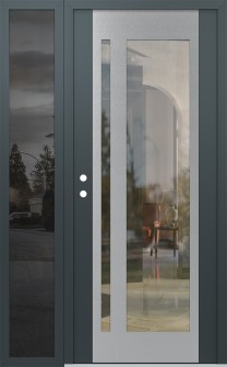 Diamond C15 52" x 80" anthracite/anthracite clear Glass Panel stainless steel RHI with Sidelite mirrored Glass