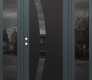 Modern Steel Front Door Diamond C4 60" x 80" anthracite/anthracite mirrored Glass Panel black RHI with 2 Sidelites mirrored Glass