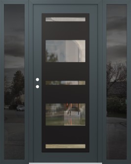 Diamond C10 68" x 80" anthracite/anthracite clear Glass Panel black RHI with 2 Sidelites mirrored Glass