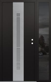 DIAMOND A3 48" X 80" BLACK/WHITE FROSTED GLASS PANEL STAINLESS STEEL LHI WITH SIDELITE MIRRORED GLASS