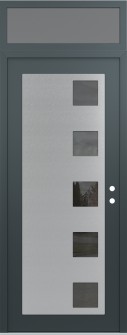 Diamond C5 36" x 96" anthracite/anthracite mirrored Glass Panel stainless steel LHI with Transom frosted Glass
