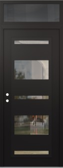 Diamond C10 36" x 96" black/black clear Glass Panel black RHI with Transom mirrored Glass