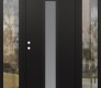 Modern Steel Front Door DIAMOND A11 60" X 80" BLACK/WHITE FROSTED GLASS PANEL BLACK RHI WITH 2 SIDELITES CLEAR GLASS
