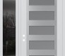 Modern Steel Front Door Diamond C9 50" x 96" white/white frosted Glass Panel stainless steel RHI with Sidelite and Transom mirrored Glass