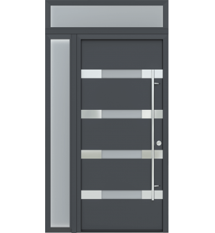 MODERN GRAY FRONT STEEL DOOR AURA  49 1/4" X 95 11/16" LHI + SIDELITE LEFT/TRANSOM