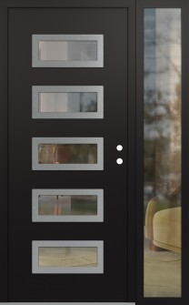 Diamond D1 50" x 80" black/black clear Glass Panel stainless steel LHI with Sidelite clear Glass