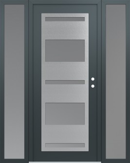 Diamond C10 68" x 80" anthracite/anthracite frosted Glass Panel stainless steel LHI with 2 Sidelites frosted Glass