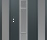 Modern Steel Front Door DIAMOND A9 60" X 80" ANTHRACITE/ANTHRACITE FROSTED GLASS PANEL STAINLESS STEEL RHI WITH 2 SIDELITES FROSTED GLASS