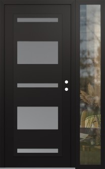 Diamond C10 52" x 80" black/white frosted Glass Panel black LHI with Sidelite clear Glass