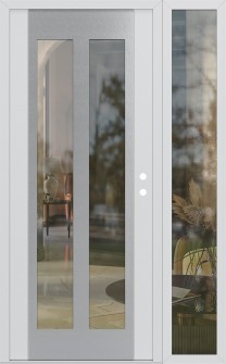 Diamond C14 48" x 80" white/white clear Glass Panel stainless steel LHI with Sidelite clear Glass