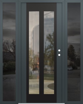 Diamond C14 64" x 80" anthracite/anthracite clear Glass Panel black LHI with 2 Sidelites mirrored Glass