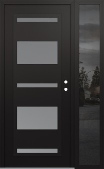 Diamond C10 52" x 80" black/white frosted Glass Panel black LHI with Sidelite mirrored Glass