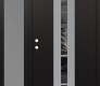 Modern Steel Front Door DIAMOND A3 48" X 80" BLACK/BLACK MIRRORED GLASS PANEL STAINLESS STEEL RHI WITH SIDELITE FROSTED GLASS