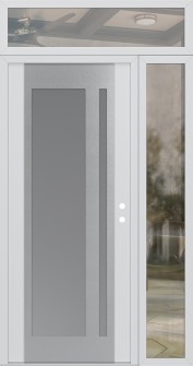 Diamond C15 50" x 96" white/white frosted Glass Panel stainless steel LHI with Sidelite and Transom clear Glass
