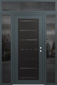 Diamond C11 64" x 96" anthracite/anthracite mirrored Glass Panel black LHI with 2 Sidelites and Transom mirrored Glass