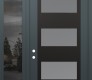 Modern Steel Front Door Diamond C2 50" x 96" anthracite/anthracite frosted Glass Panel black RHI with Sidelite and Transom mirrored Glass