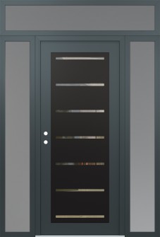 Diamond C11 64" x 96" anthracite/anthracite clear Glass Panel black RHI with 2 Sidelites and Transom frosted Glass