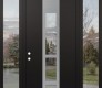 DIAMOND A10 64" X 96" BLACK/BLACK CLEAR GLASS PANEL STAINLESS STEEL LHI WITH 2 SIDELITES AND TRANSOM CLEAR GLASS