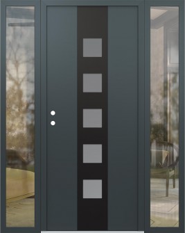 DIAMOND A13 64" X 80" ANTHRACITE/ANTHRACITE FROSTED GLASS PANEL BLACK RHI WITH 2 SIDELITES CLEAR GLASS