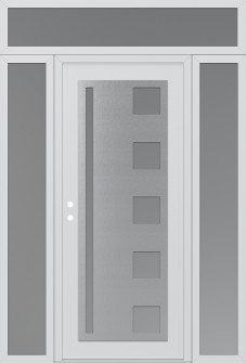 Diamond C3 68" x 96" white/white frosted Glass Panel stainless steel RHI with 2 Sidelites and Transom frosted Glass