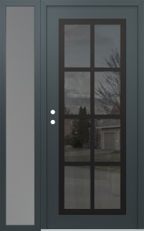 Diamond C16 50" x 80" anthracite/anthracite mirrored Glass Panel black RHI with Sidelite frosted Glass