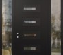 Modern Steel Front Door Diamond D6 68" x 96" black/black clear Glass Panel black RHI with 2 Sidelites and Transom clear Glass