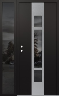 DIAMOND A9 52" X 80" BLACK/BLACK MIRRORED GLASS PANEL STAINLESS STEEL RHI WITH SIDELITE MIRRORED GLASS