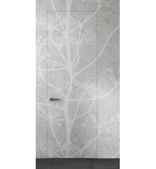 Primed Door Example For Wallpapering Tree Branch Design Frameless