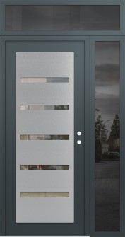 Diamond C7 50" x 96" anthracite/anthracite clear Glass Panel stainless steel LHI with Sidelite and Transom mirrored Glass