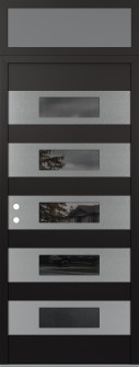 Diamond D5 36" x 96" black/black Mirrored Glass Panel stainless steel RHI with Transom frosted Glass