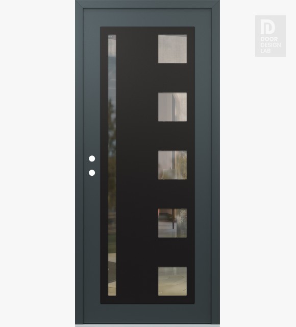Modern Steel Front Door Diamond C3 36" x 80" anthracite/anthracite clear Glass Panel black RHI