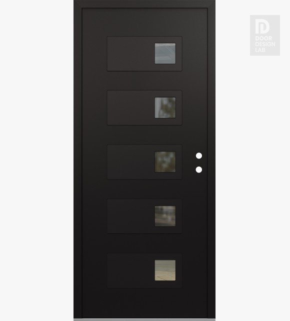 Modern Steel Front Door Diamond D2 36" x 80" black/black clear Glass Panel black LHI