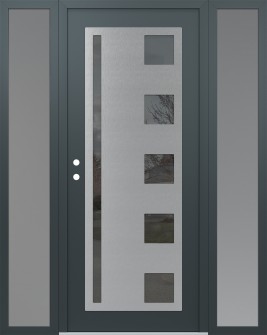 Diamond C3 60" x 80" anthracite/anthracite mirrored Glass Panel stainless steel RHI with 2 Sidelites frosted Glass