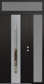 DIAMOND A4 48" X 96" BLACK/BLACK CLEAR GLASS PANEL STAINLESS STEEL LHI WITH SIDELITE AND TRANSOM FROSTED GLASS