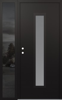 DIAMOND A11 48" X 80" BLACK/WHITE FROSTED GLASS PANEL BLACK RHI WITH SIDELITE MIRRORED GLASS