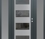 Modern Steel Front Door Diamond C2 60" x 80" anthracite/anthracite mirrored Glass Panel stainless steel LHI with 2 Sidelites frosted Glass