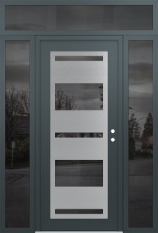 Diamond C10 64" x 96" anthracite/anthracite mirrored Glass Panel stainless steel LHI with 2 Sidelites and Transom mirrored Glass