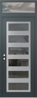 Diamond C9 36" x 96" anthracite/anthracite mirrored Glass Panel stainless steel RHI with Transom clear Glass