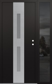 DIAMOND A6 48" X 80" BLACK/WHITE FROSTED GLASS PANEL STAINLESS STEEL LHI WITH SIDELITE MIRRORED GLASS