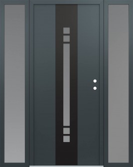 DIAMOND A4 64" X 80" ANTHRACITE/ANTHRACITE FROSTED GLASS PANEL BLACK LHI WITH 2 SIDELITES FROSTED GLASS