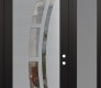 Modern Steel Front Door Diamond C12 50" x 96" black/black clear Glass Panel stainless steel LHI with Sidelite and Transom frosted Glass