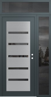 Diamond C7 50" x 96" anthracite/anthracite mirrored Glass Panel stainless steel LHI with Sidelite and Transom mirrored Glass