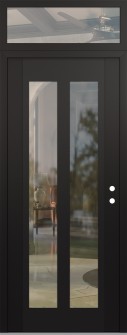Diamond C14 36" x 96" black/black clear Glass Panel black LHI with Transom clear Glass