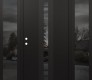 Modern Steel Front Door DIAMOND A3 68" X 80" BLACK/BLACK MIRRORED GLASS PANEL BLACK RHI WITH 2 SIDELITES MIRRORED GLASS