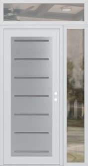 Diamond C11 50" x 96" white/white frosted Glass Panel stainless steel LHI with Sidelite and Transom clear Glass