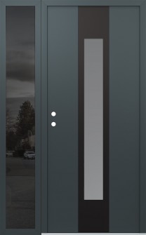 DIAMOND A1 52" X 80" ANTHRACITE/ANTHRACITE FROSTED GLASS PANEL BLACK RHI WITH SIDELITE MIRRORED GLASS