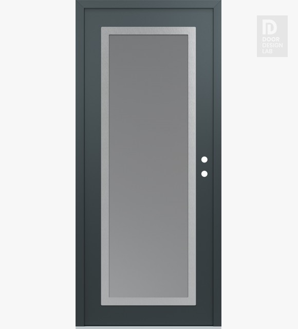 Modern Steel Front Door Diamond C1 36" x 80" anthracite/anthracite frosted Glass Panel stainless steel LHI