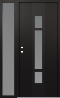 DIAMOND A9 48" X 80" BLACK/WHITE FROSTED GLASS PANEL BLACK RHI WITH SIDELITE FROSTED GLASS