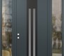 Modern Steel Front Door DIAMOND A8 60" X 96" ANTHRACITE/ANTHRACITE FROSTED GLASS PANEL BLACK RHI WITH 2 SIDELITES AND TRANSOM CLEAR GLASS