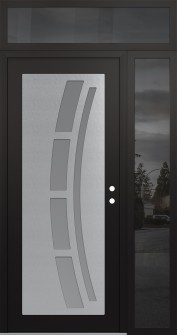 Diamond C12 50" x 96" black/white frosted Glass Panel stainless steel LHI with Sidelite and Transom mirrored Glass